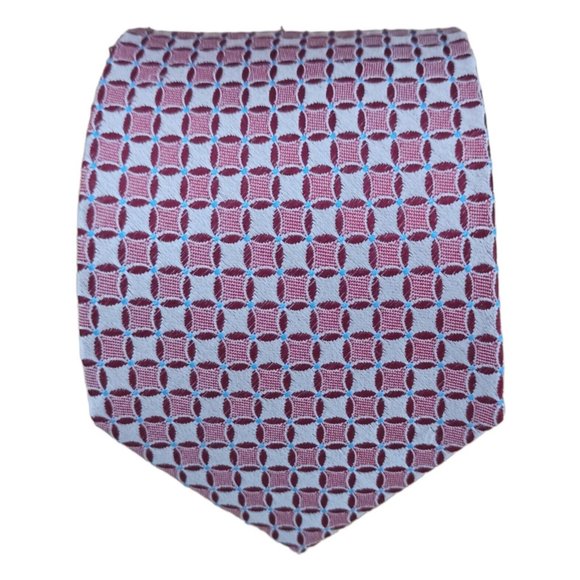 ARMANI COLLEZIONI Current Pink Geometric Silk Tie ITALY 61